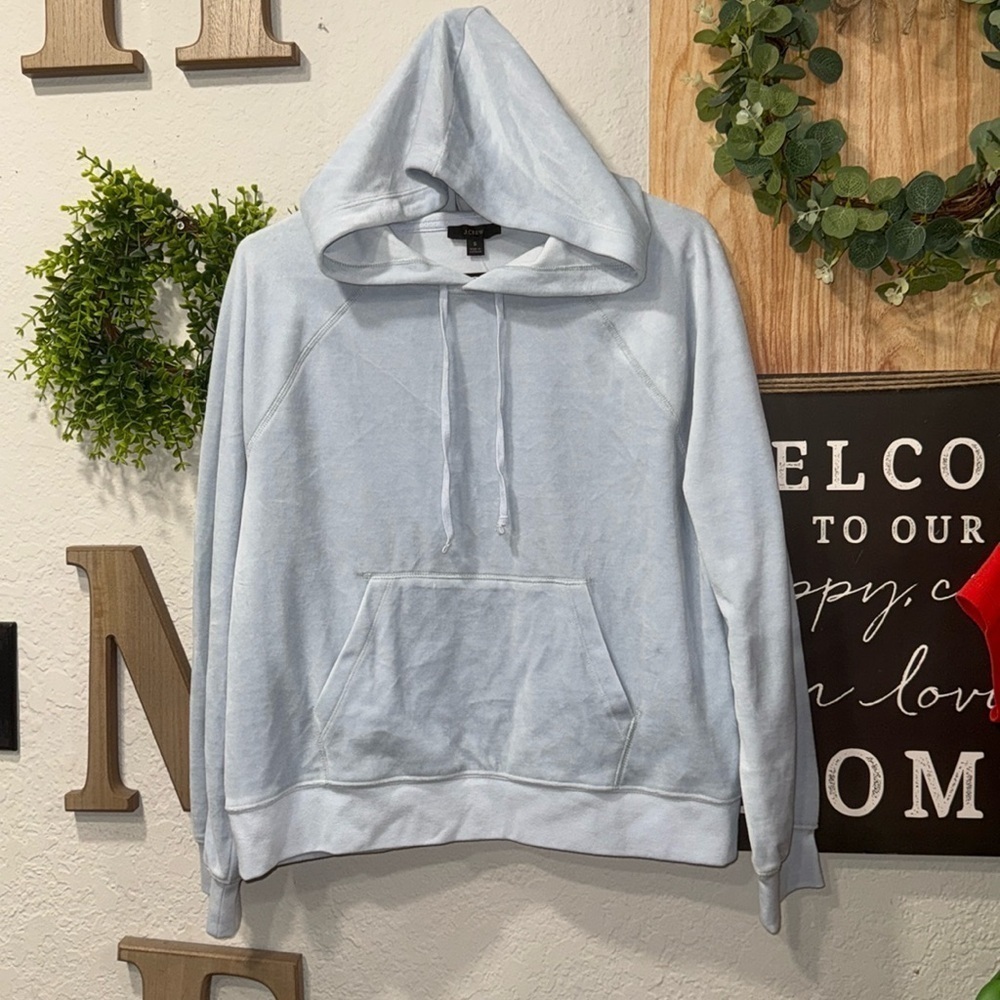J crew women’s long sleeve relaxed velour pullover hoodie size small